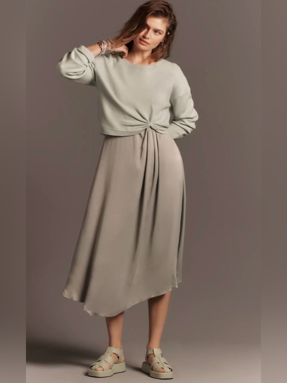 Anthropologie Women’s The Gemini Twofer Sweater + Dress Set in Sage Size Small